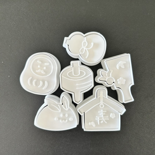 全種6点セット】お正月や年賀状に使えるミニクッキー型 スタンプ付き