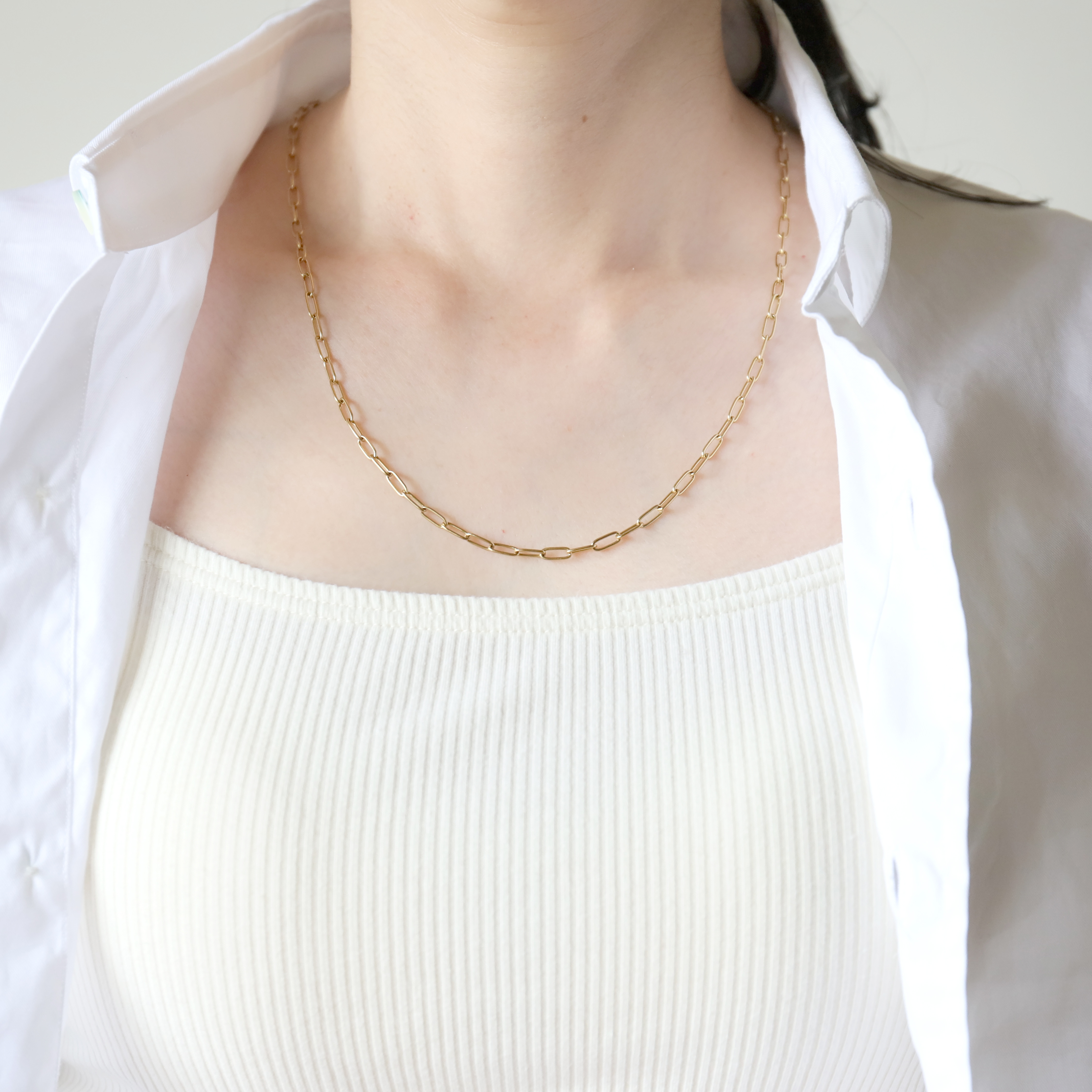 付けっぱなしOK！サージカルステンレス製　淡水パールフルネックレス(3色)+チェーンネックレス２点セット(#1179)