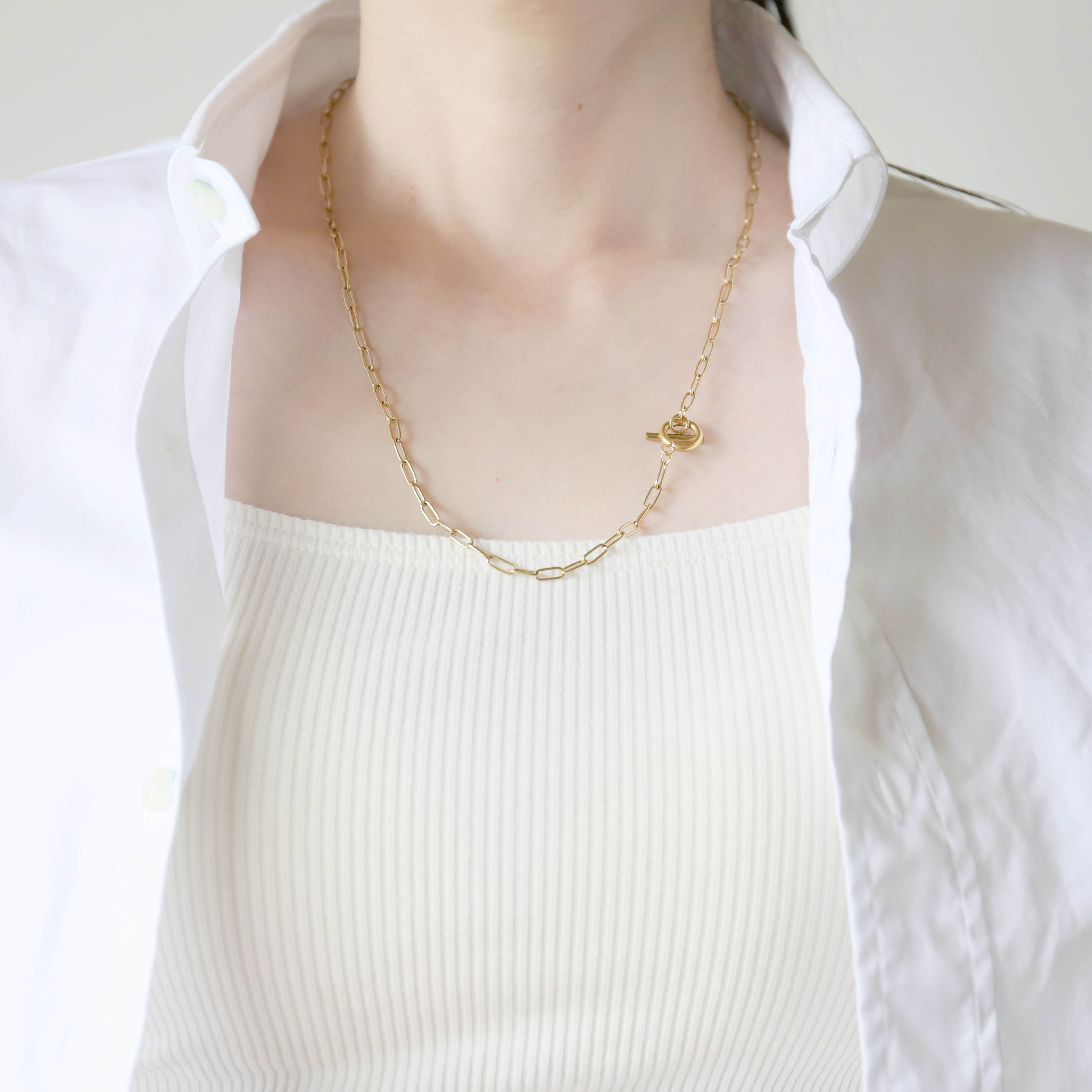 付けっぱなしOK！サージカルステンレス製　淡水パールフルネックレス(3色)+チェーンネックレス２点セット(#1179)