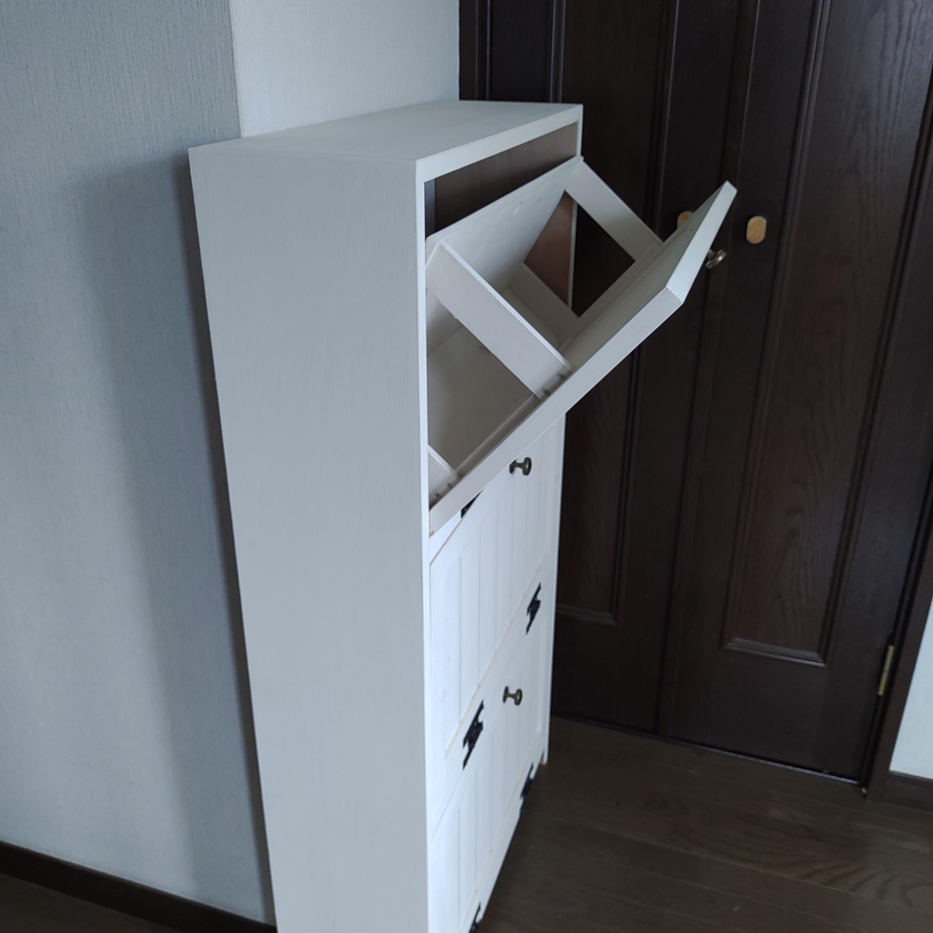 フラップ式シューズボックスホワイト　受注製作