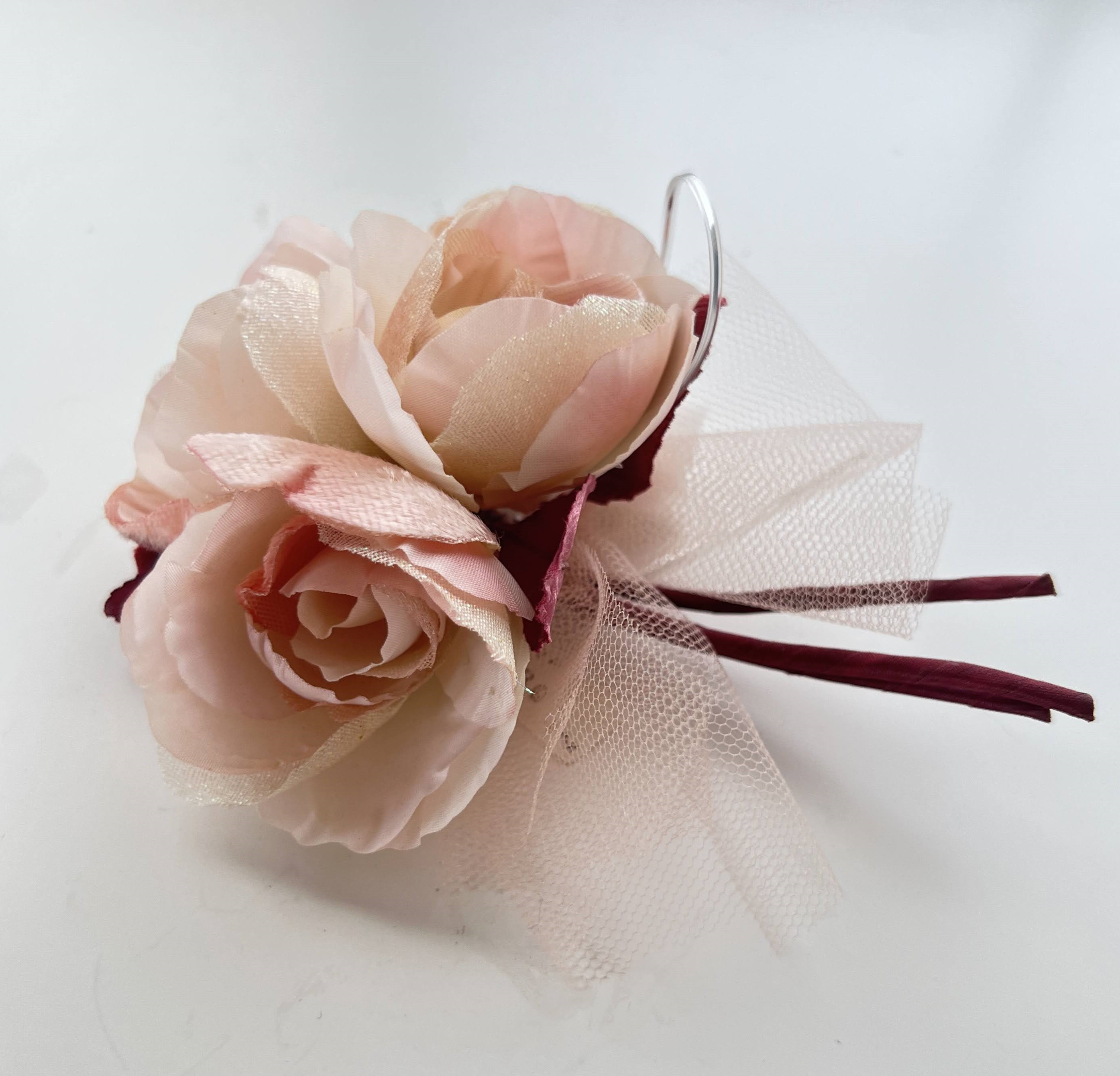 フォーマル用 手染めの小バラのブーケコサージュ＊ピンク