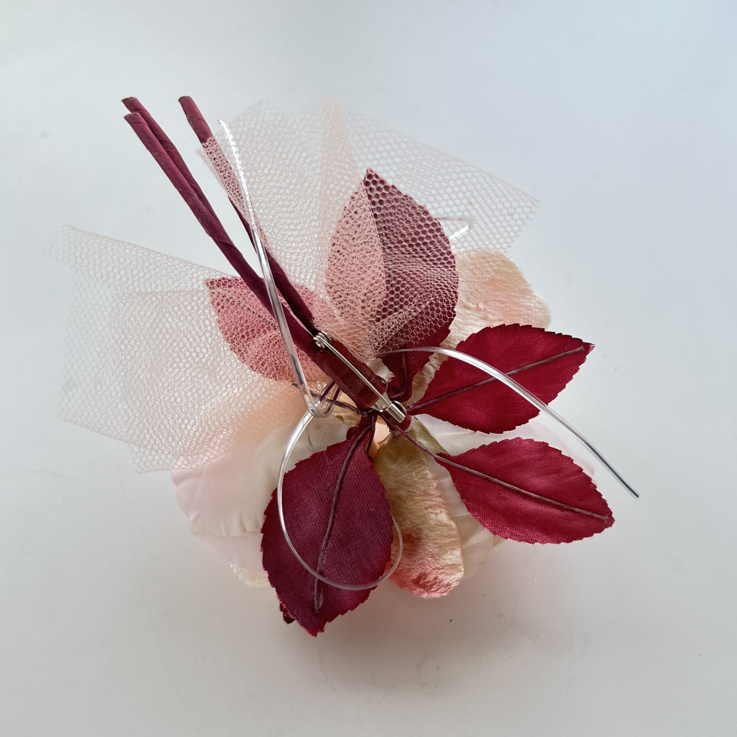 フォーマル用 手染めの小バラのブーケコサージュ＊ピンク