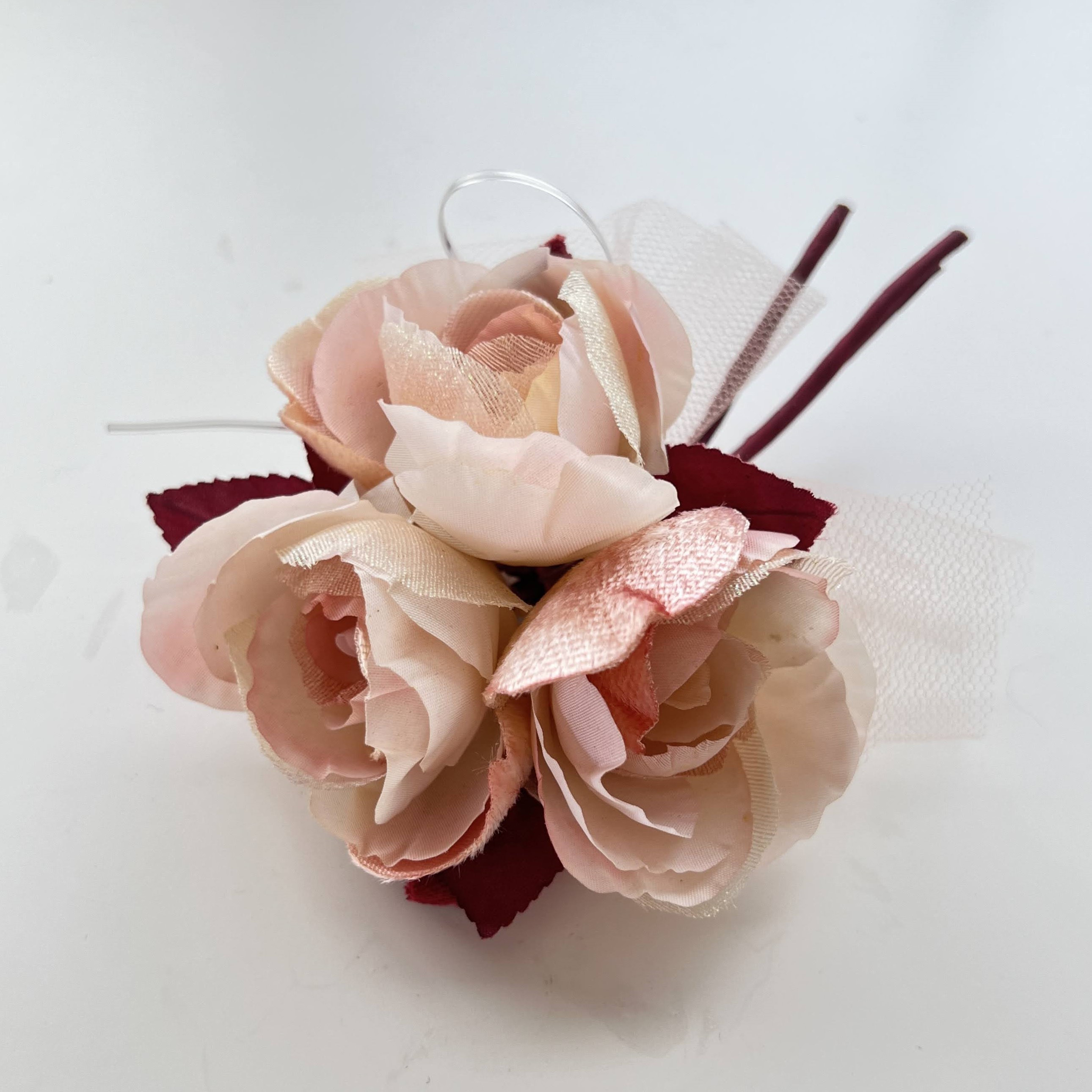 フォーマル用 手染めの小バラのブーケコサージュ＊ピンク