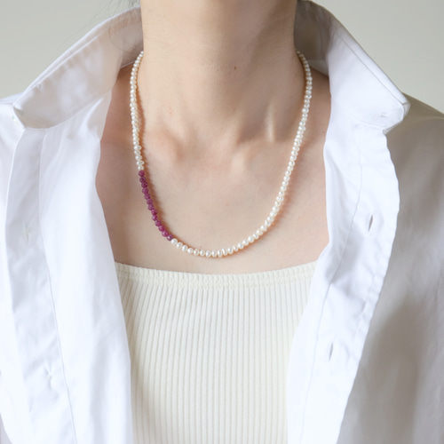 【blue.ks】No.3 天然淡水パール×瑪瑙のデザインネックレストップ blue.ks】No.3 天然淡水パール×瑪瑙のデザインネックレストップ