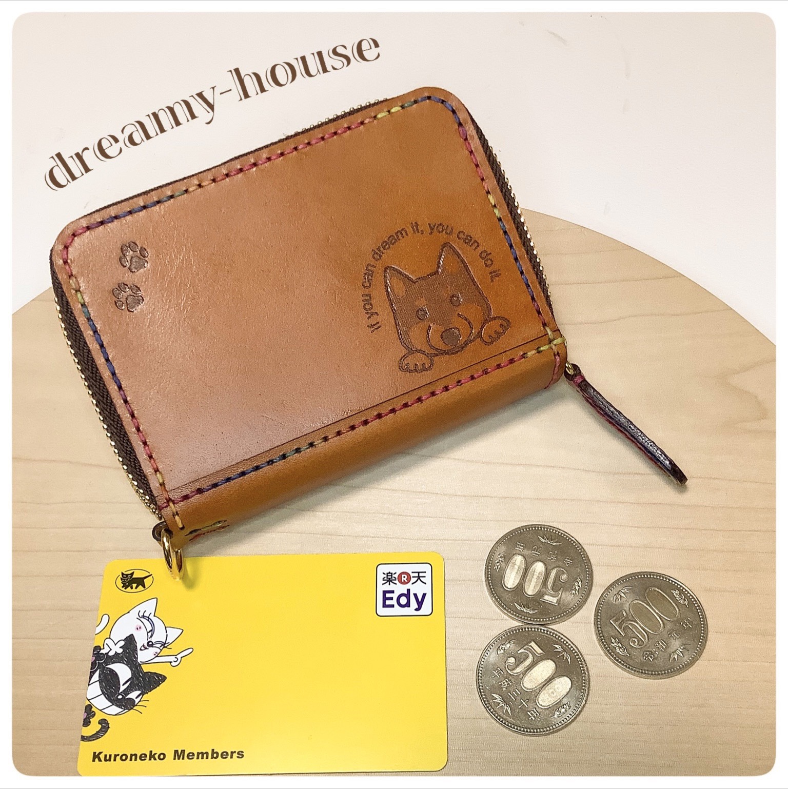 (送料込)ワンちゃんの本革財布(カードちょっと大きめサイズ)
