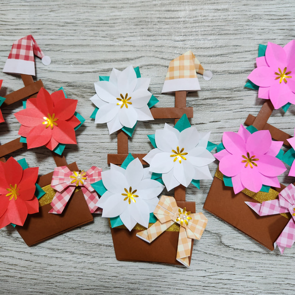 冬の壁面飾り ポインセチアの鉢植え】壁面飾り クリスマス その他