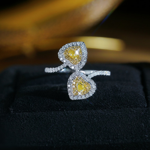 ダイヤ付きハートパール リングk18