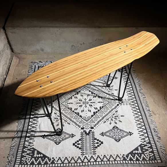 【送料無料】【リメイクスケートボードチェア】 スツール、ベンチ、テーブルとしても利用可！　153 2枚目の画像