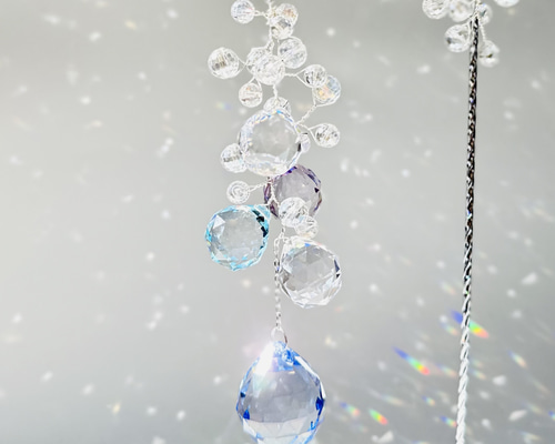 天然石✨ガーデン✨花 虹 キラキラ クリスタル サンキャッチャー 蓮の花 オーロラ レインボー オブジェ