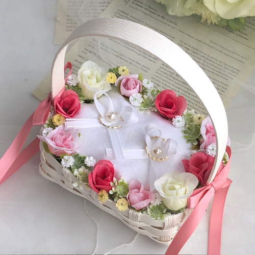 かご バスケット 小•横 エコクラフト リングガール リングピロー カゴ 結婚式 Amazon.co.jp: オーバル型バスケットのリングピロー 横幅約15.5cm 持ち