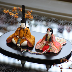 木目込み人形 平安絵巻姫几帳、燭台、飾り台付 雛人形 木目込み人形 【平安雛】 黄櫨染 1点もの ひな人形・雛飾り