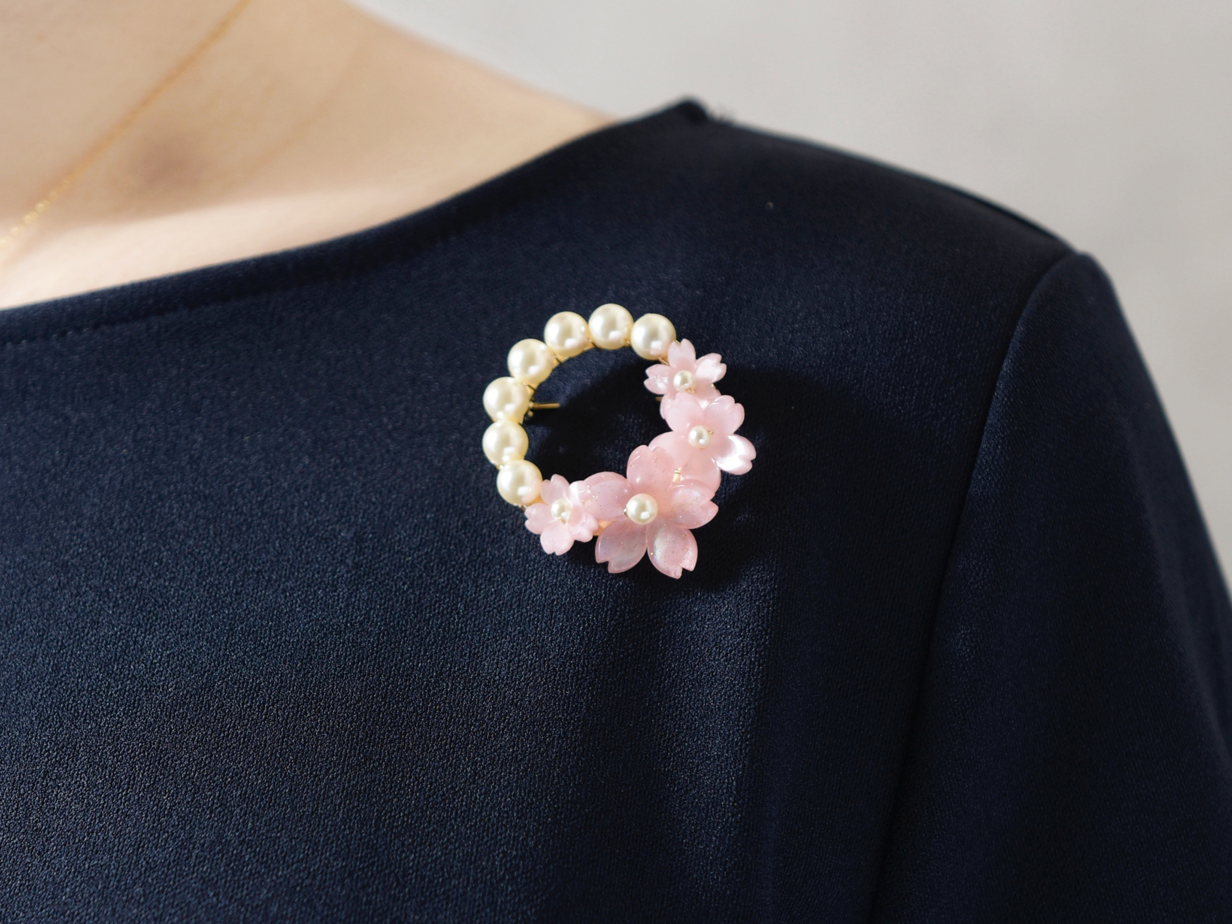 【 ブローチ ・S（Mに変更可能）】 桜 パール ( ピンク 春爛漫 リースⅡ 大人フォーマル2026 )
