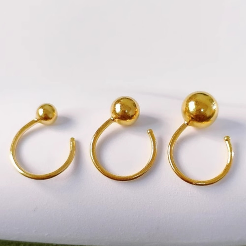 24K（片耳）K24純金フープピアス24金ピアス つやあり24K純金開口