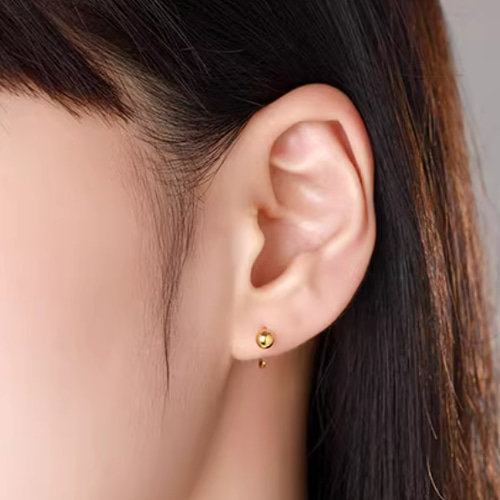 24K(片耳)K24純金フープピアス24金ピアス つやあり24K純金開口 24K(片耳)K24純金フープピアス24金ピアス つやあり24K純金開口