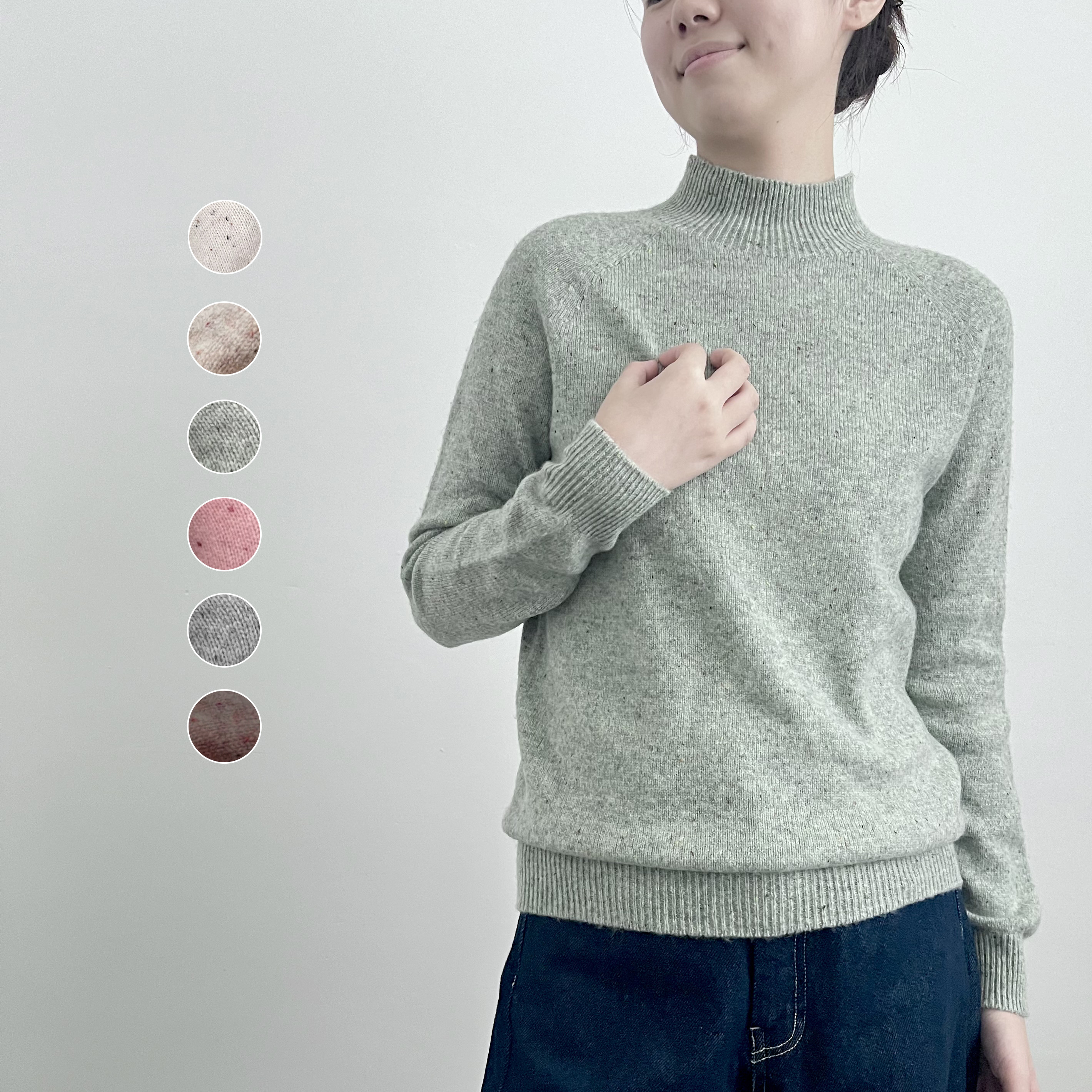 【厚手ウール100％★保温性◎】ハーフハイネックセーター│柔らかい│シンプル│通勤トップス│T-176ZH