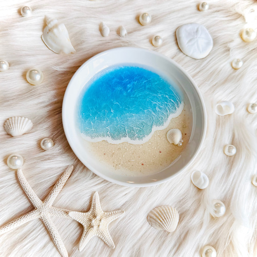 海の白いお皿』 海レジン アクセサリートレー インテリア雑貨 小物入れ  