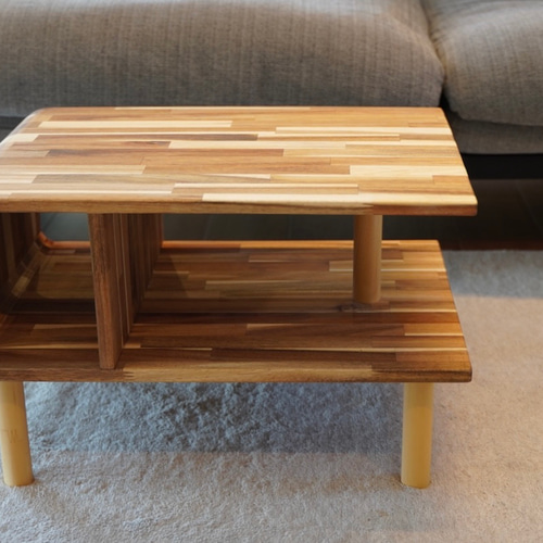 【2WAY】ローテーブル/サイドテーブル　アカシアのシンプルコの字型 アカシアの美しさが際立つコの字型ローテーブル ローテーブル