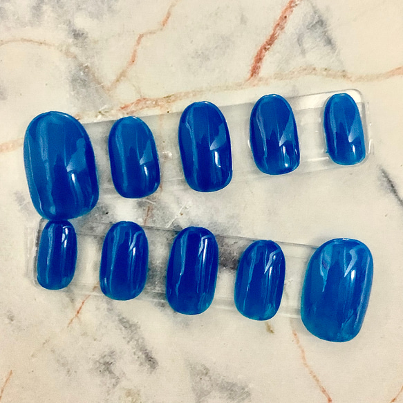 ワンカラーネイルチップ ブルーネイル ショートネイル ネイルチップ
