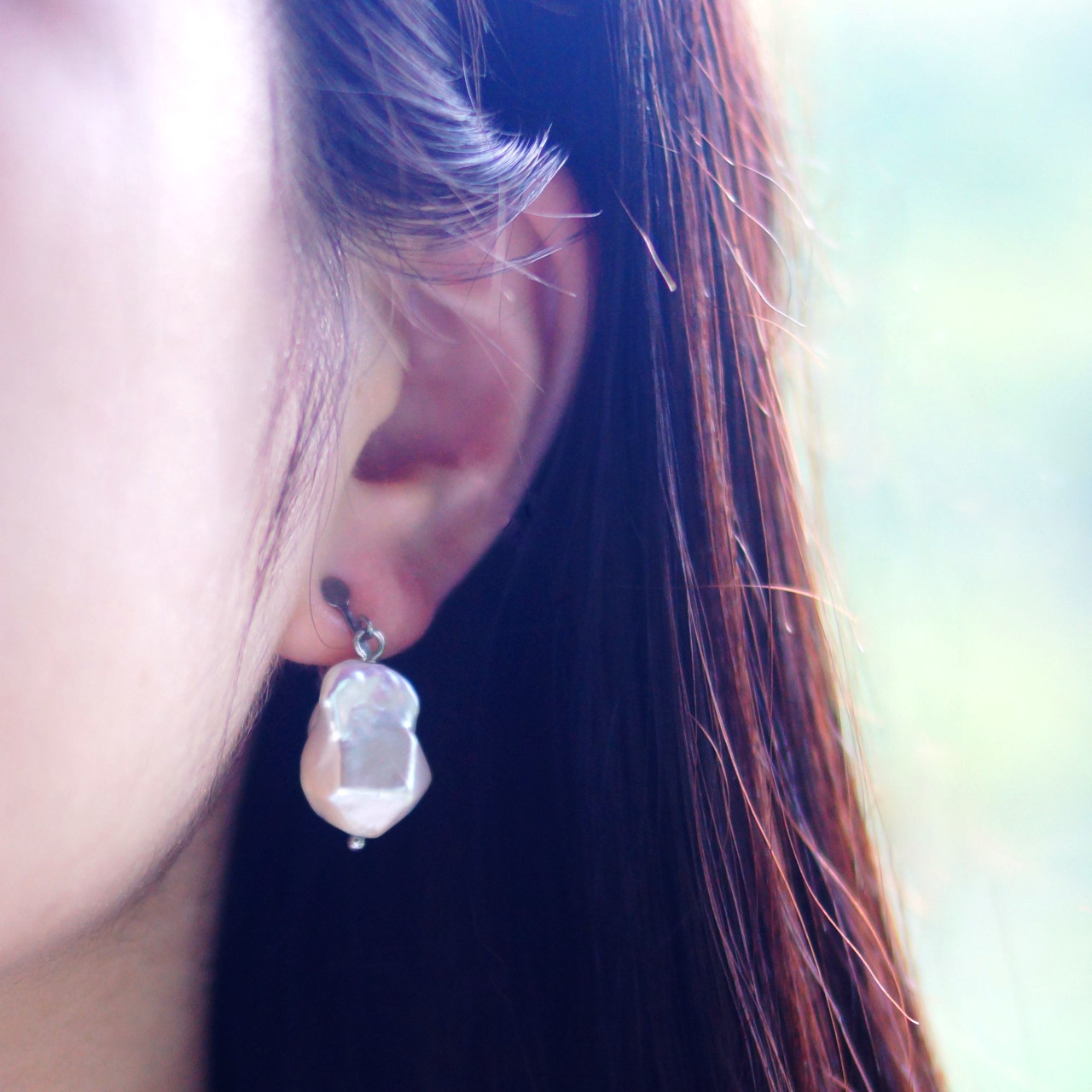 趣のある オイスターパール 一粒 クリップイヤリング SUS316L 金属アレルギー対応