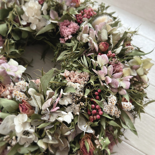 秋色紫陽花のアンティークピンクリース リース flower32n 通販