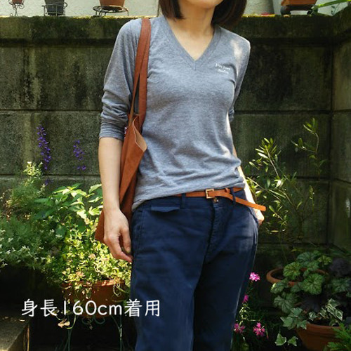 sale セール Vネック 長袖Tシャツ ワンポイント ロンT
