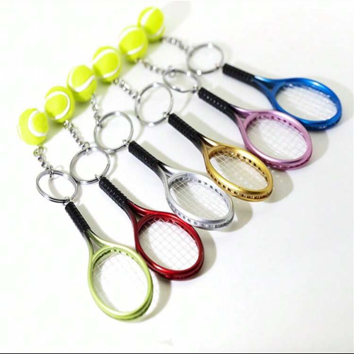 テニスキーホルダー ラケット&ボール 選べるイニシャル付き