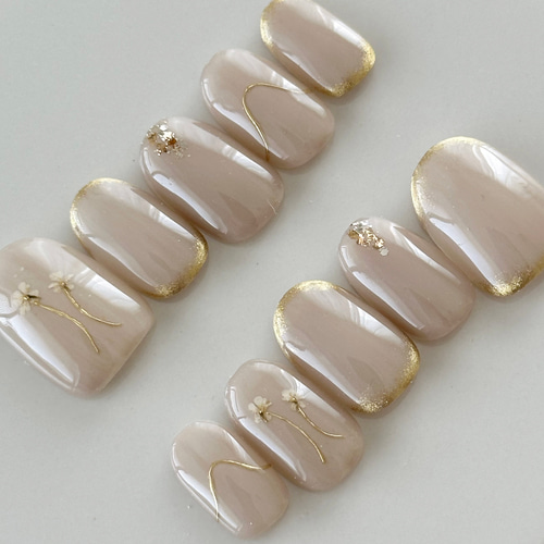 人気》寄り添う2輪の花 ネイルチップ 押し花 ブライダルネイル