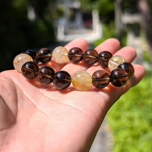 金針水晶ゴールド ルチルクォーツ 煙水晶スモーキークォーツ