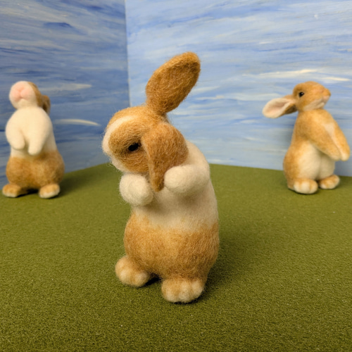うさぎ 羊毛フェルト ダッチ ライラック ハンドメイド うさぎ 羊毛フェルト ダッチ ライラック ハンドメイド