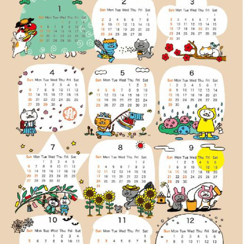完売御礼】「猫さんカレンダー」2025年 令和7年 布カレンダー 猫 