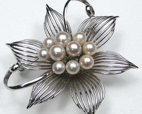 アコヤパール SILVER 本真珠 ブローチ アコヤ本真珠ブローチ 超ボリューム 約4.5-6.0m日本産あこや