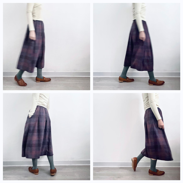 【秋冬★チェック柄スカート★ウール】Aライン│ツイードスカート│カジュアル│レトロ│通勤│厚み│B-50YYM 3枚目の画像
