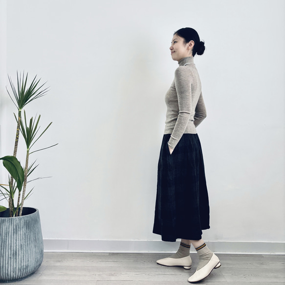 【秋冬★チェック柄スカート★ウール】Aライン│ツイードスカート│カジュアル│レトロ│通勤│厚み│B-50YYM 13枚目の画像