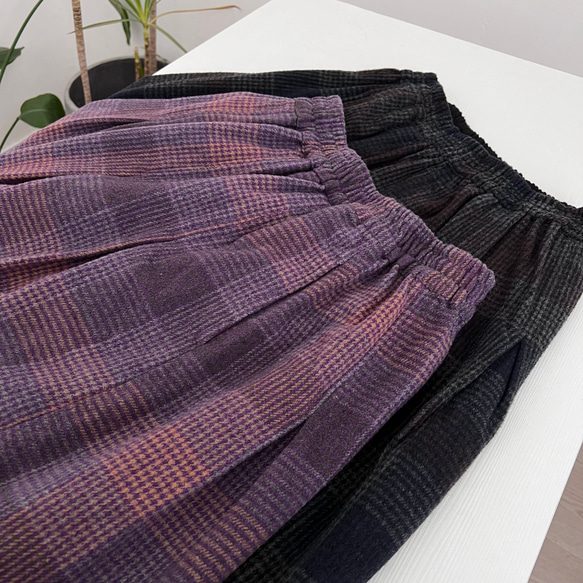 【秋冬★チェック柄スカート★ウール】Aライン│ツイードスカート│カジュアル│レトロ│通勤│厚み│B-50YYM 16枚目の画像