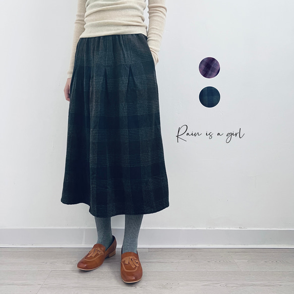 【秋冬★チェック柄スカート★ウール】Aライン│ツイードスカート│カジュアル│レトロ│通勤│厚み│B-50YYM 2枚目の画像