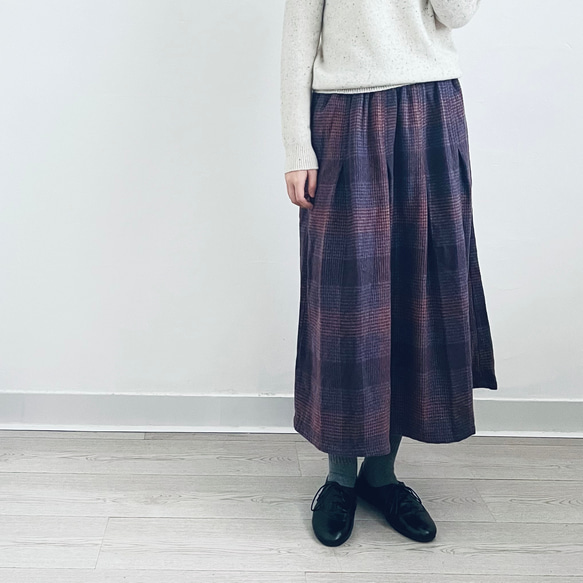 【秋冬★チェック柄スカート★ウール】Aライン│ツイードスカート│カジュアル│レトロ│通勤│厚み│B-50YYM 4枚目の画像