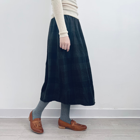 【秋冬★チェック柄スカート★ウール】Aライン│ツイードスカート│カジュアル│レトロ│通勤│厚み│B-50YYM 10枚目の画像