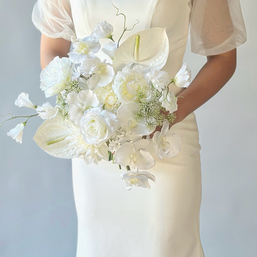 ウェディングブーケ ホワイトブーケ アーティフィシャルフラワー