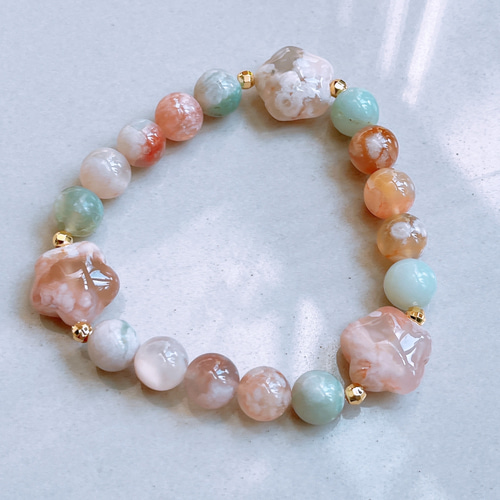 天然石 ピンク系 桜瑪瑙 ブレスレット