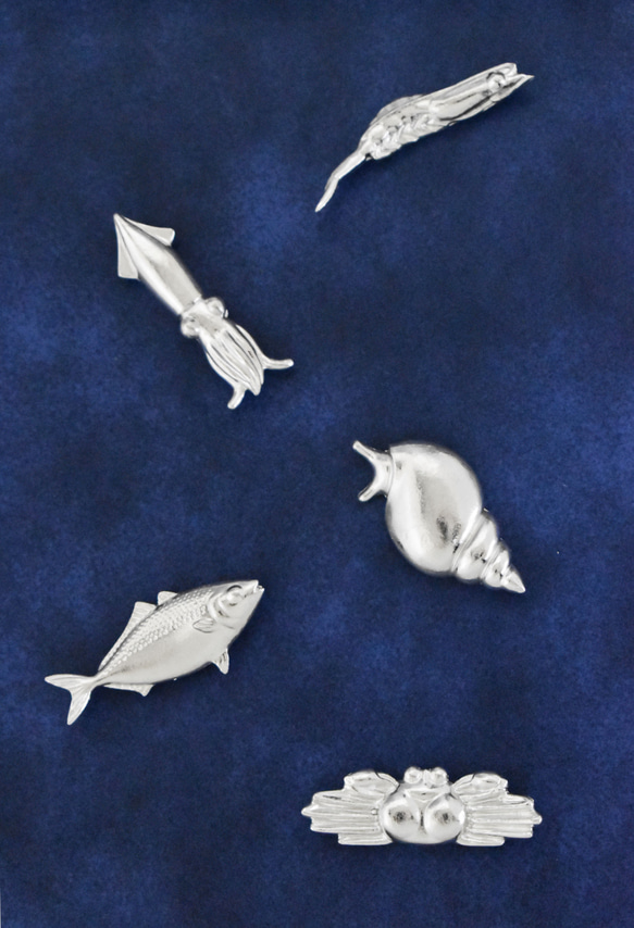 純錫製 海鮮箸置き（鰤・ホタルイカ・蟹・バイ貝・白エビ） 箸・箸置き