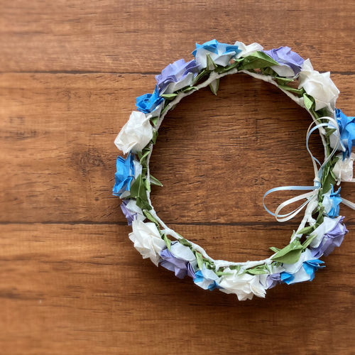 オーダー品】折り紙で作った花冠 ヘッドドレス（ウェディング