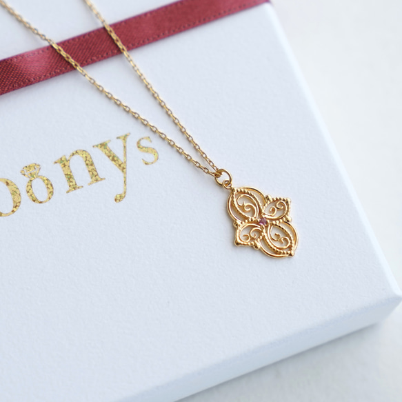 【12ヶ月誕生石】フィリグリーネックレス‐Arabesque‐《送料無料》天然石 クリスマス 12枚目の画像