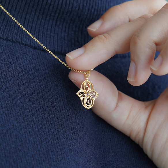 【12ヶ月誕生石】フィリグリーネックレス‐Arabesque‐《送料無料》天然石 クリスマス 1枚目の画像