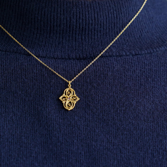 【12ヶ月誕生石】フィリグリーネックレス‐Arabesque‐《送料無料》天然石 クリスマス 4枚目の画像