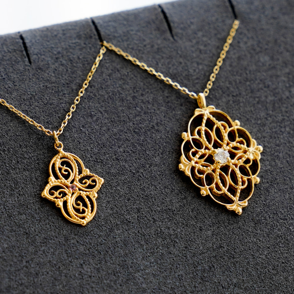 【12ヶ月誕生石】フィリグリーネックレス‐Arabesque‐《送料無料》天然石 クリスマス 9枚目の画像