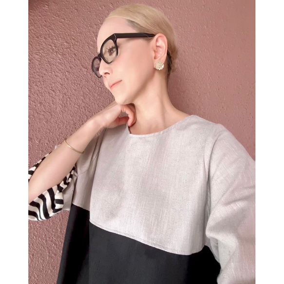 RATA❤️選擇你的長度❤️條紋袖連身裙❤️一件就很酷很可愛❤️非常適合畢業典禮和入學典禮❤️優雅的灰褐色 第15張的照片