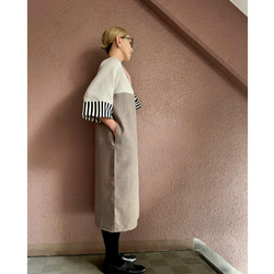 RATA❤️選擇你的長度❤️條紋袖連身裙❤️一件就很酷很可愛❤️非常適合畢業典禮和入學典禮❤️優雅的灰褐色 第10張的照片