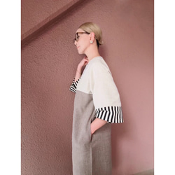 RATA❤️選擇你的長度❤️條紋袖連身裙❤️一件就很酷很可愛❤️非常適合畢業典禮和入學典禮❤️優雅的灰褐色 第9張的照片