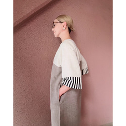 RATA❤️選擇你的長度❤️條紋袖連身裙❤️一件就很酷很可愛❤️非常適合畢業典禮和入學典禮❤️優雅的灰褐色 第5張的照片