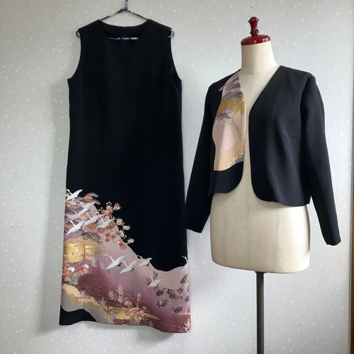 No.134ノースリーブワンピースとボレロ カーブ L〜 LL13号留袖ドレス